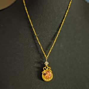 Gold-Tone Portrait Locket Pendant Necklace - Women Jewelry